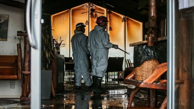The popular Off The Track restaurant near Havelock North was razed by fire overnight and a fire investigator is set to investigate the cause. Photo / Paul Taylor