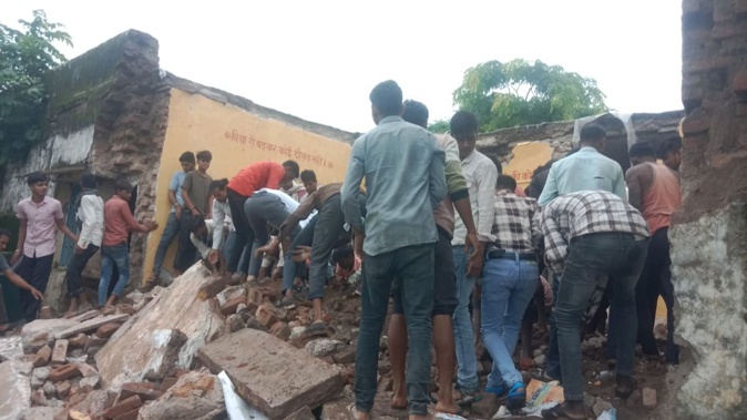 Seven children died and 26 were injured after a school building collapsed in Rajasthan, India. Photo / @thepagetody via X