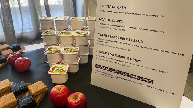 Associate Minister of Education David Seymour sampled the menu as he announced the healthy school lunches programme at the banqueting hall in Parliament. Photo / Julia Gabel