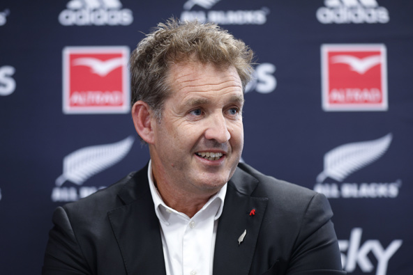 NZR CEO Mark Robinson speaks to media speaks to the media during a New Zealand Rugby Press Conference at NZ Rugby House on March 21, 2023 in Wellington, New Zealand. (Photo by Hagen Hopkins/Getty Images)