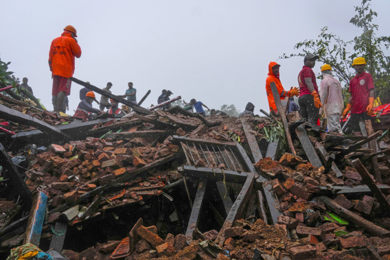 Rescuers work at a site of a landslide triggered by torrential rains in Raigad district, western Maharashtra state, India, Thursday, July 20, 2023. While some people are reported dead many others feared trapped under piles of debris. Photo / AP