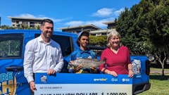 Keegan Payne has A$1million in the Million Dollar Fish angling competition after catching a barramundi in the Katherine River.