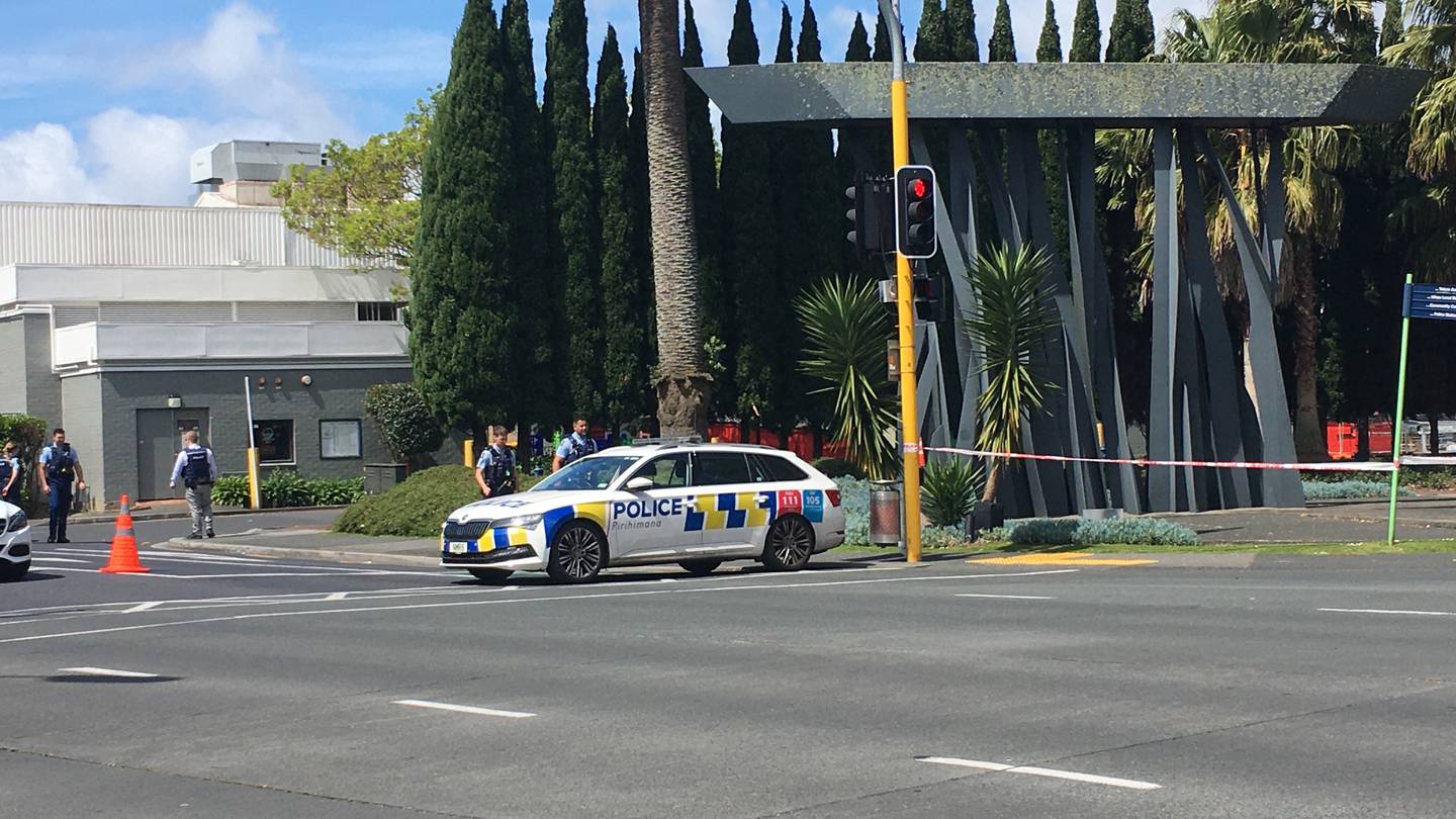 The cordoned off scene where a woman was stabbed in a park outside LynnMall. Photo / NZME