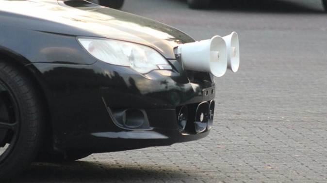 A car with sirens after winning the second round of a siren battle. Photo / Supplied