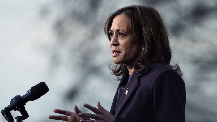 Vice President Kamala Harris speaks to supporters at Howard University after conceding the presidential race to Donald Trump on Wednesday, November 6, 2024. (Tom Williams/CQ-Roll Call, Inc via Getty Images)