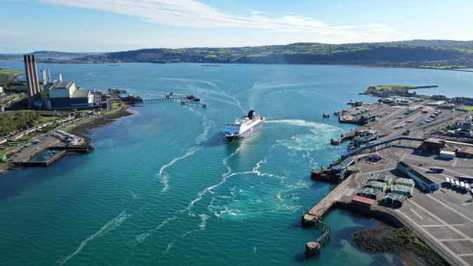 There are three existing ferry services between Ireland and Britain, including the one between Larne (pictured) and Stranraer in Scotland. Photo / Getty