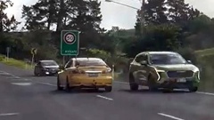 A still from footage of a car on the wrong side of the road heading into oncoming traffic in the Bay of Plenty.