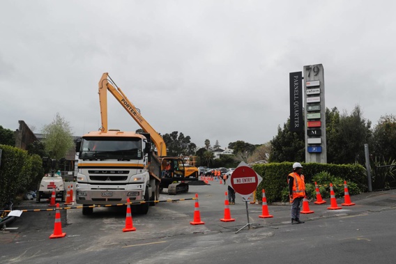 A brick pipe below St Georges Bay Rd in Parnell has collapsed. Photo / Dean Purcell