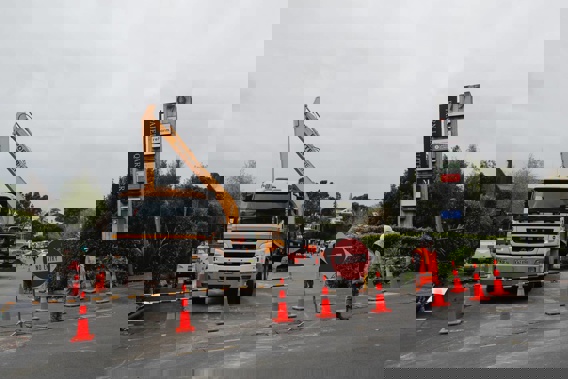 A brick pipe below St Georges Bay Rd in Parnell has collapsed. Photo / Dean Purcell