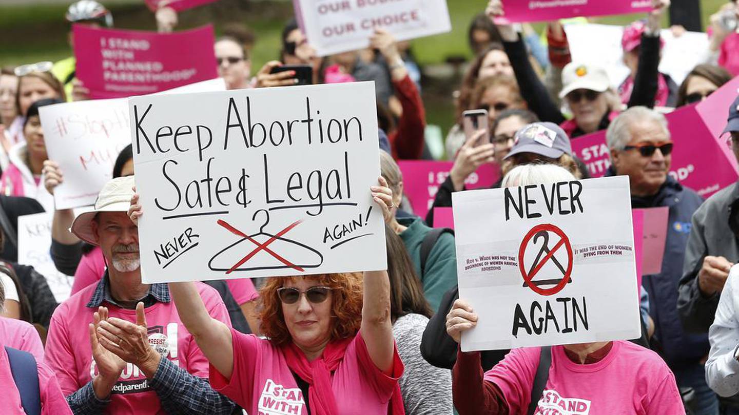 People rally in support of abortion rights at the state Capitol in Sacramento. (Photo / AP)