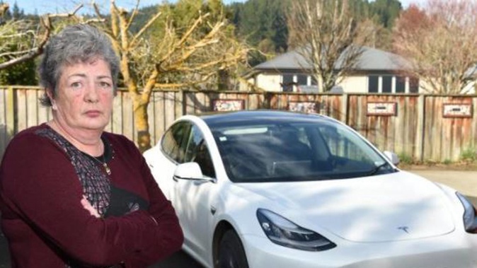 Mosgiel resident Jenny Kerr has had trouble getting repairs for her Tesla Model 3. (Photo / Gregor Richardson)