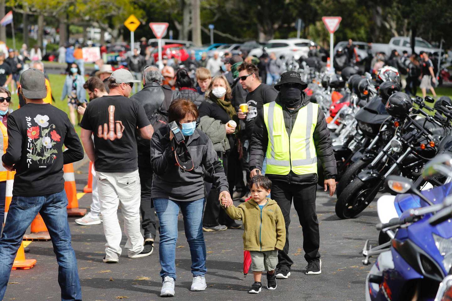 An estimated 2000 people attended the first large-scale anti-lockdown rally at Auckland Domain in October. (Photo / Dean Purcell)