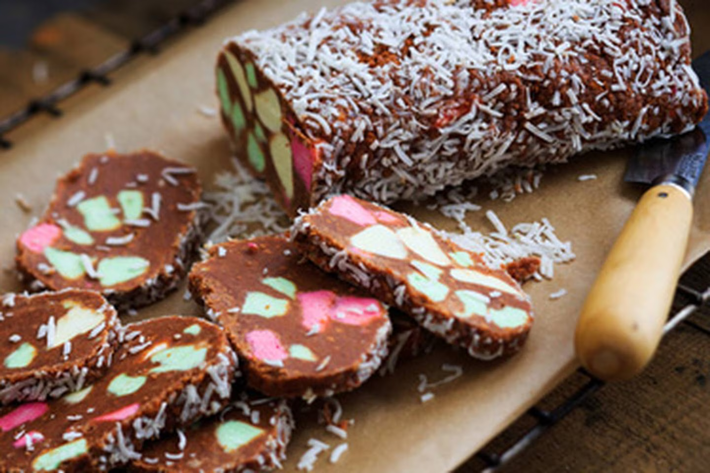 Fergus Dunn accepted some lolly cake like this from boys on scooters wearing masks while out trick-or-treating.