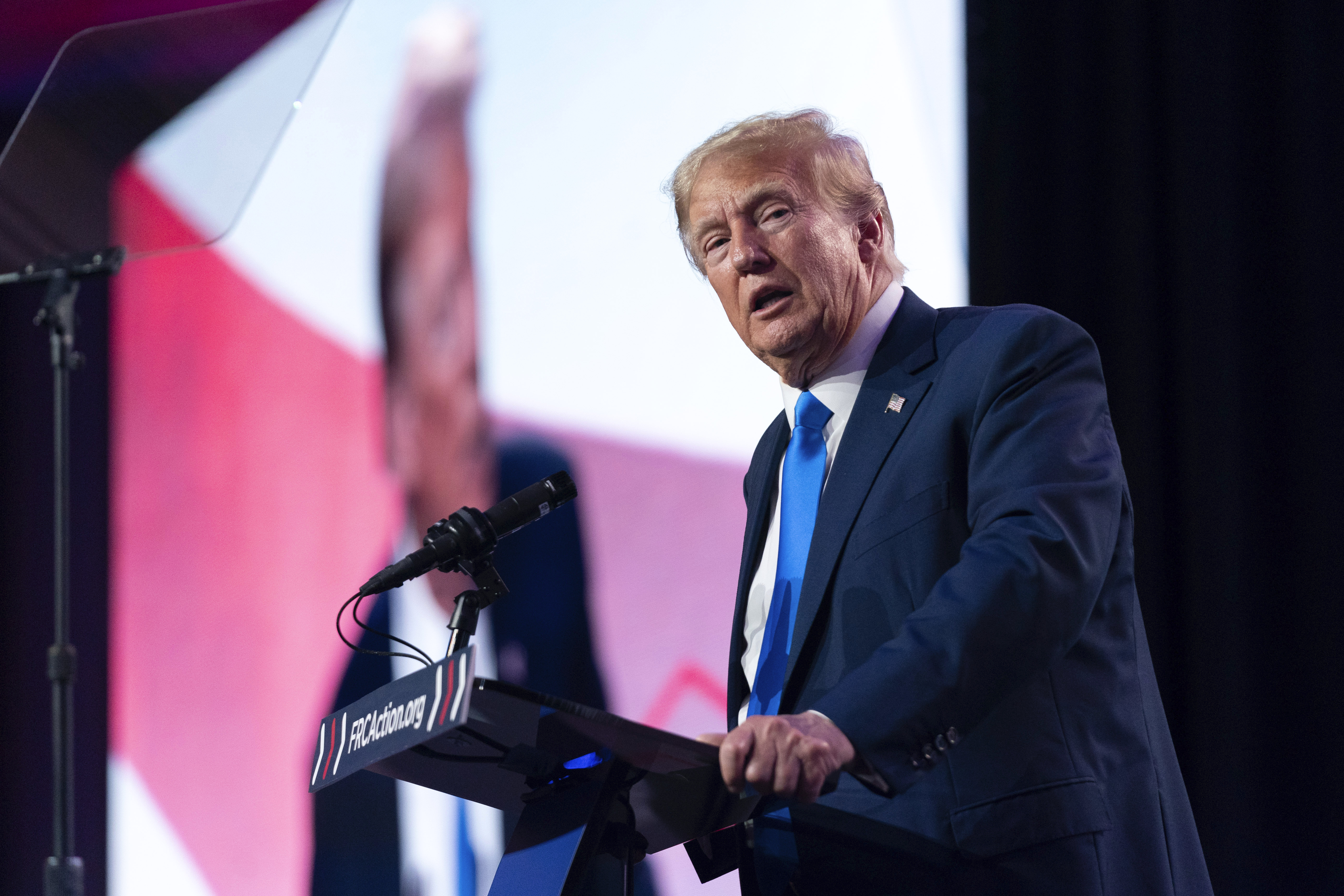 Former President Donald Trump speaks during the Pray Vote Stand Summit, Friday, Sept. 15, 2023, in Washington. Photo / AP