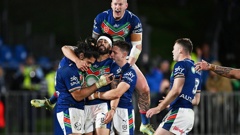 Warriors players celebrate another NRL victory. Photo / Photosport