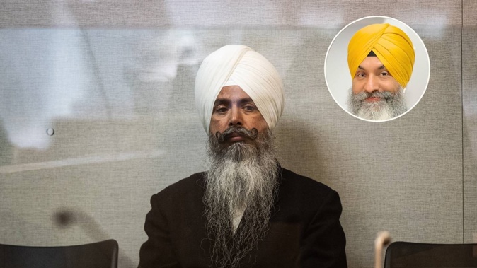 Auckland-based Sikh religious leader Gurinderpal Brar was last year found guilty of orchestrating the knife attack on radio host Harnek Singh (inset). Photo / Jason Oxenham