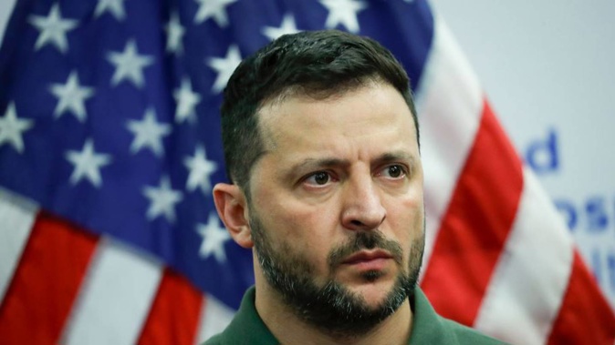 Ukrainian President Volodymyr Zelenskyy visited wounded Ukrainian soldiers at Staten Island University Hospital in New York. Photo / AP