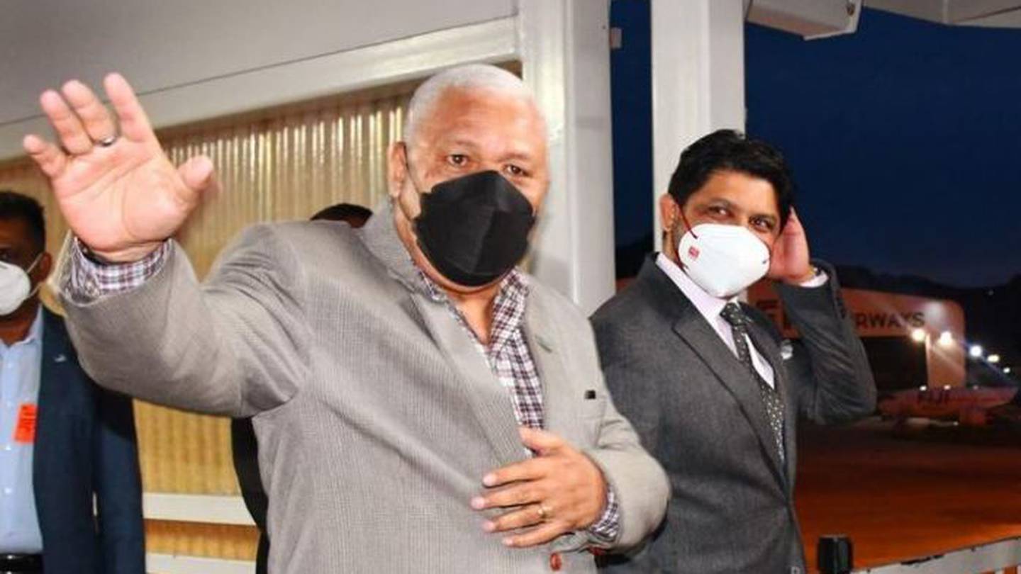 Frank Bainimarama has returned back to Fiji after spending time at a Melbourne hospital recovering from heart surgery. (Photo / Fiji government)