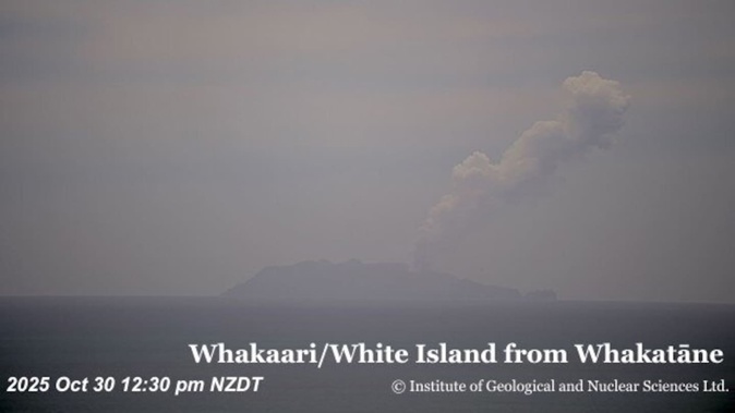 A Plume At Whakaari / White Island Captured At 12.30Pm By A Live Monitoring Camera At Whakatāne. Image / Earth Sciences NZ