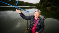 Deb Harrington, ECOED's kiwi creche project manager, checking the whereabouts of kiwi chicks at Lake Opouahi in the Tutira area after thieves stole vital monitoring equipment. Photo / Paul Taylor