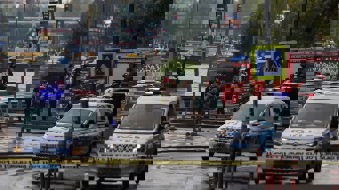 Turkish security forces cordon off an area after an explosion in Ankara. Photo / AP