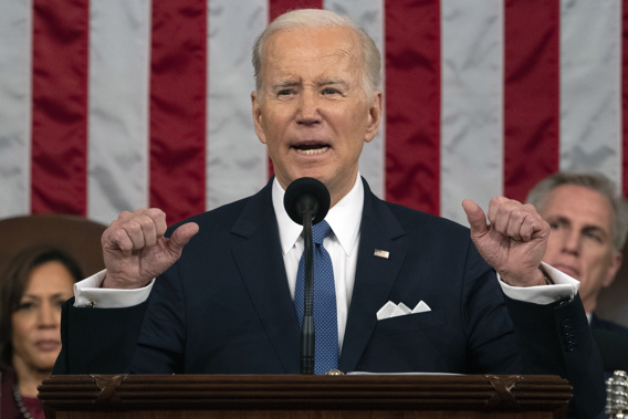 President Joe Biden delivers the State of the Union address to a joint session of Congress at the U.S. Capitol, Feb. 7, 2023. Photo / AP