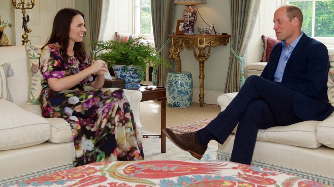 Prime Minister Jacinda Ardern meets Prince William at Kensington Palace on the final day of her European tour. Photo / Supplied