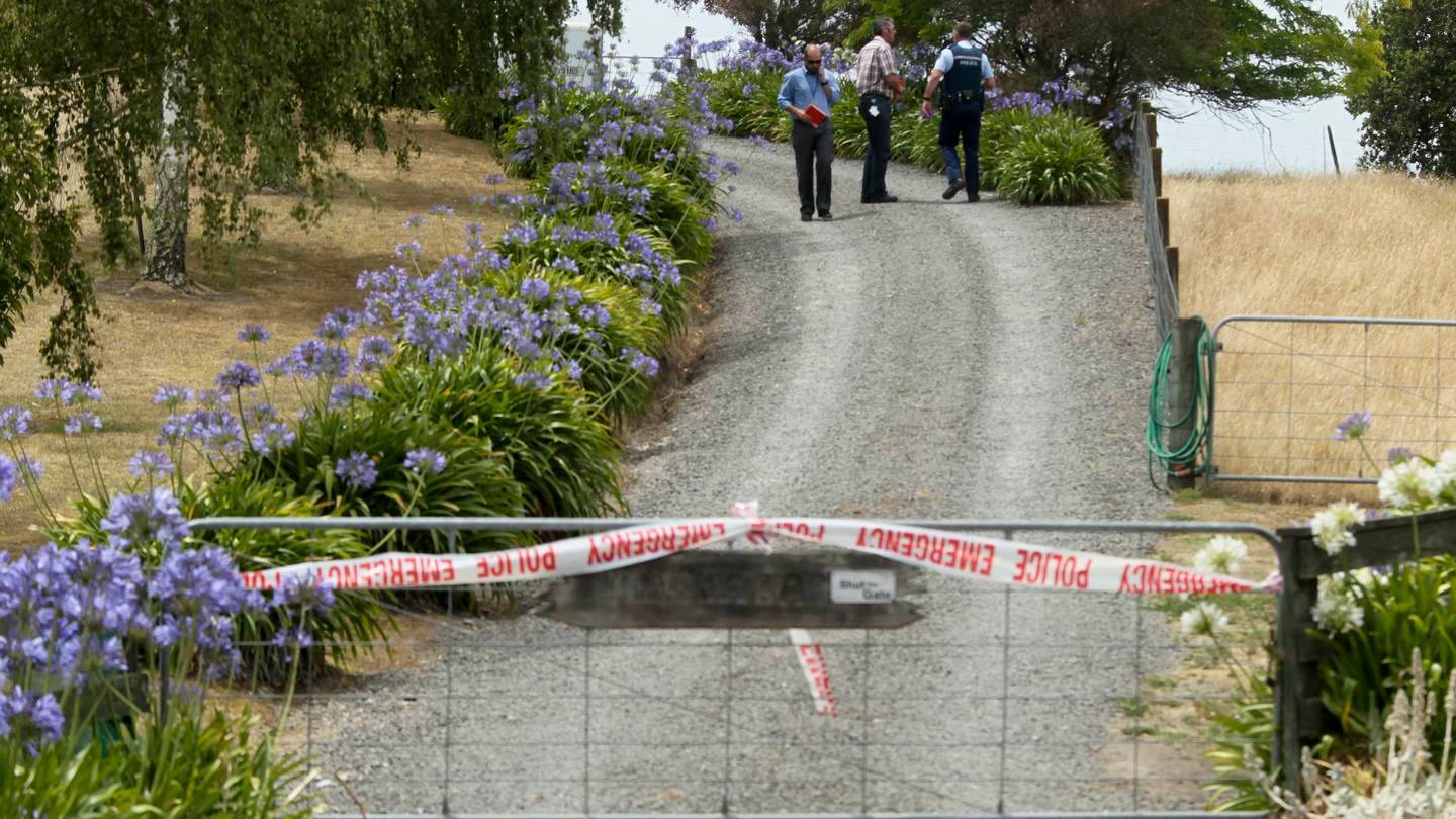 Police investigate at the Maulders' lifestyle block in January 2017. Photo / Warren Buckland