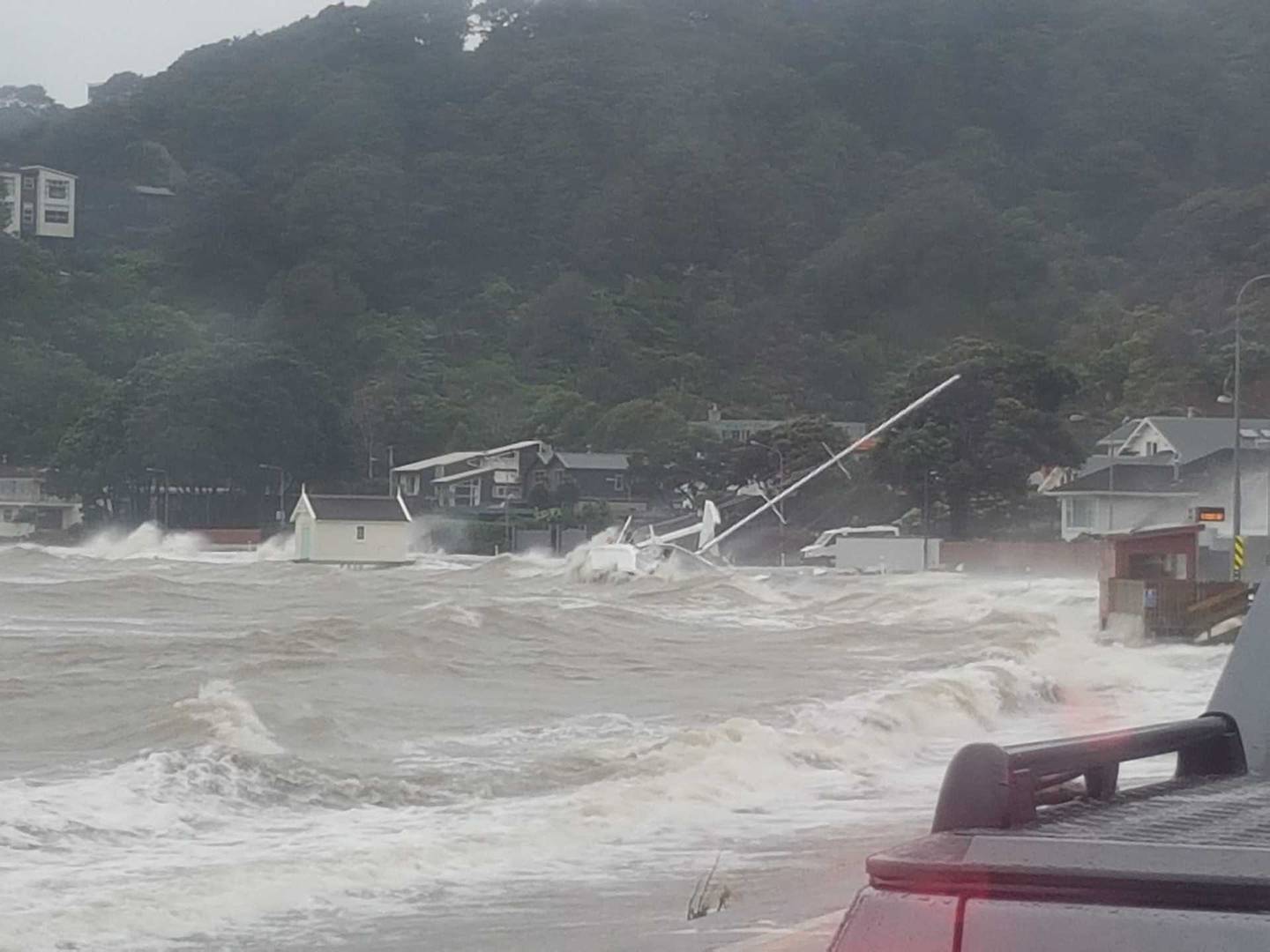 The yacht at Lowry Bay. Photo / Facebook