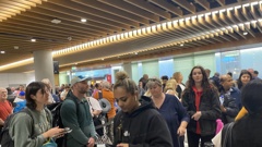 Passengers are facing long delays through Auckland International Airport Customs this afternoon, with fears they will miss their departing flights. Photo / Supplied