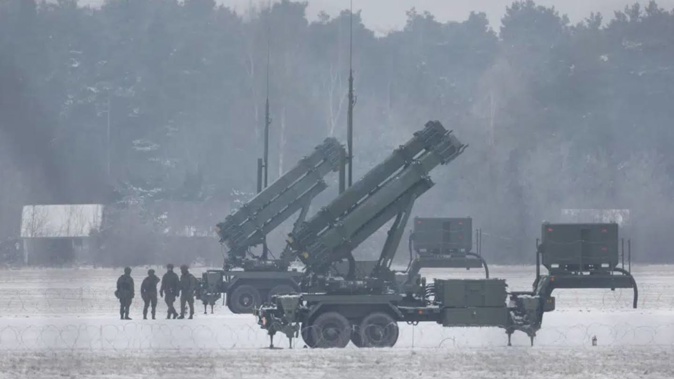 Patriot missile launchers acquired from the US last year are seen deployed in Warsaw, Poland. Photo / AP