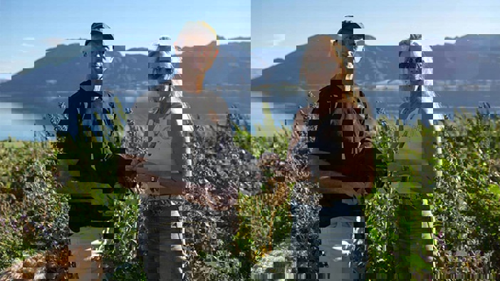 Geoff and Justine Ross on Lake Hawea Station. (Photo / Supplied)