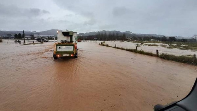 Main roads in the Coromandel are affected by flooding. Photo / Facebook / Coromandel's CFM
