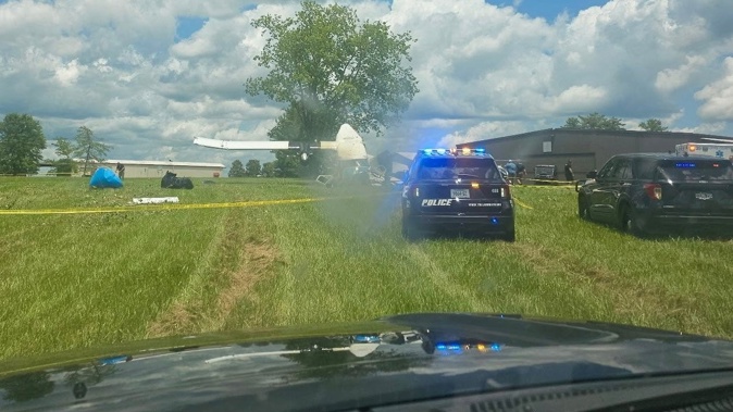 A plane carrying 20 people crashed in Tennessee, with some taken to the hospital for injuries. Photo / Tennessee Highway Patrol