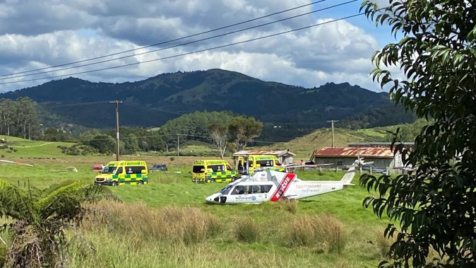 Rescue helicopters and ambulances responding to the fatal crash. Photo / Supplied