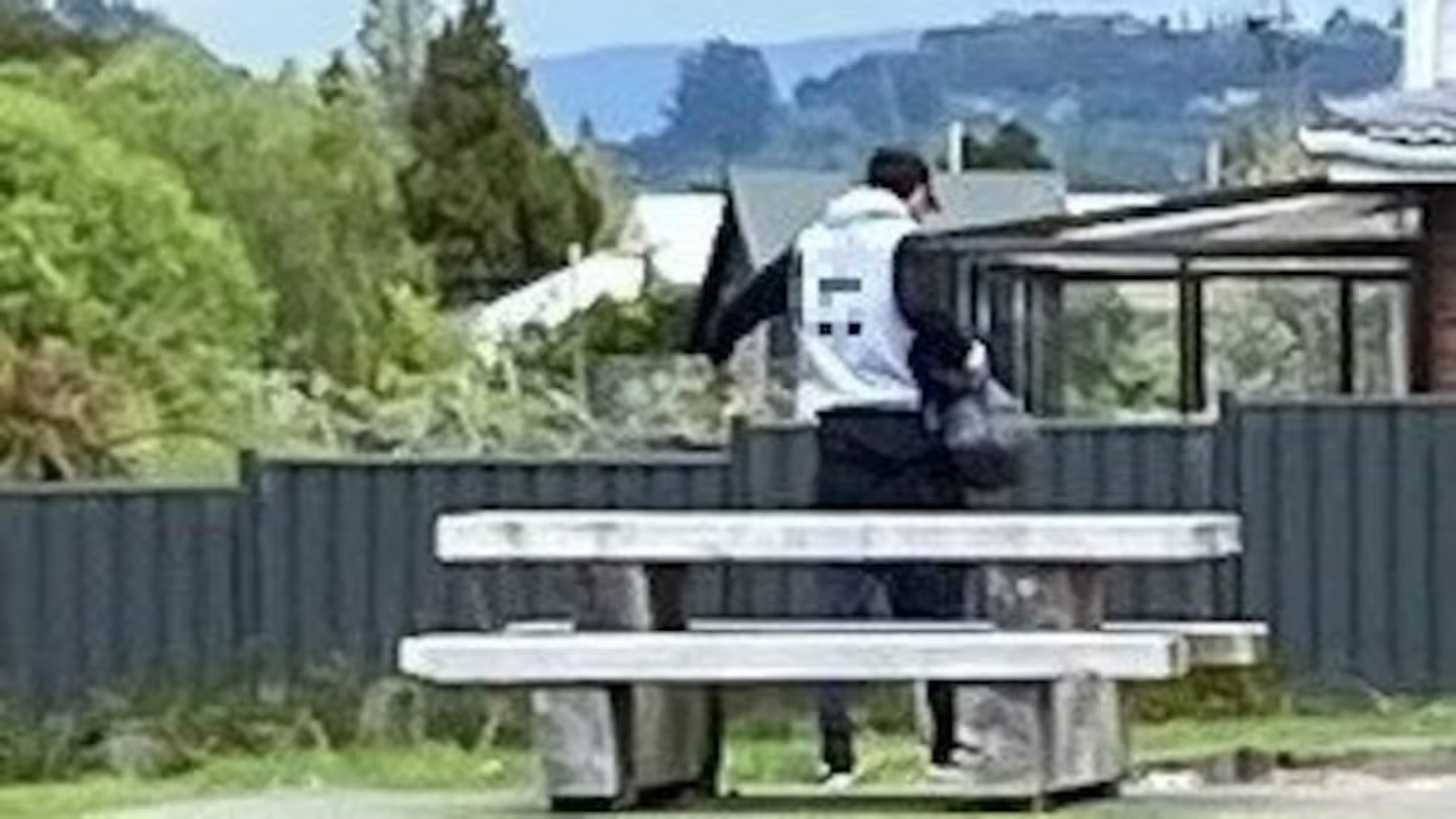 A Koutu resident says this man did a poo in a children's playground on Haumoana St in Rotorua. Photo / Supplied