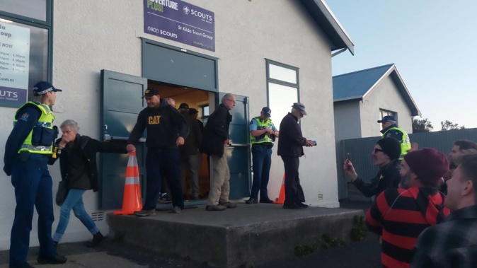 Scouts NZ in Dunedin shut down a Stop Co-Governance meeting at St Kilda. Photo / Elliot Weir