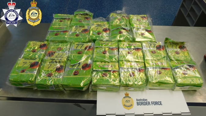 ABF officers conducted a routine baggage examination and allegedly detected 52 packages labelled as Chinese tea, which tested positive for methamphetamine. Photo / AFP