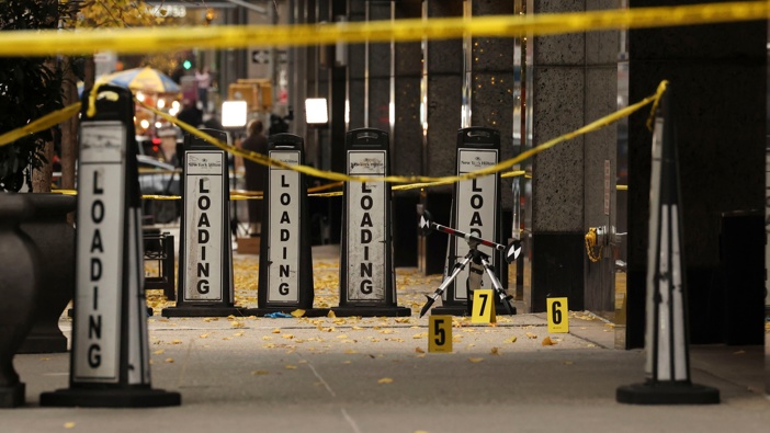 Police tape outside the New York Hilton Midtown in New York, US, on Wednesday, Dec. 4, 2024. Photo / Yuki Iwamura/Bloomberg via Getty Images