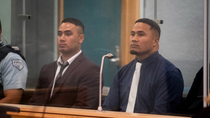 Co-defendants Ita Faataape (left), and Corrdon Femitiai Vailoa Esera appear at trial in the High Court at Auckland. Jurors acquitted Faataape but found Esera guilty of murder. Photo / Jason Oxenham