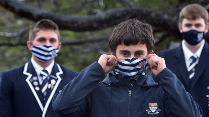 Otago Boys' High School pupils (from left) Isaac Ottrey (17), Charlie Hore (13) and Sam Gavin (17). Photo / Peter McIntosh