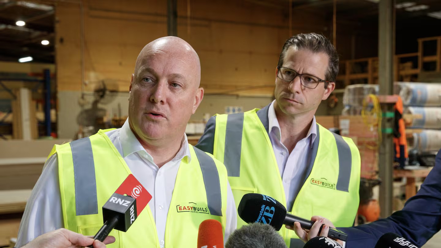 Prime Minister Christopher Luxon will this afternoon reveal a new earthquake-prone building system. Photo / Mark Mitchell