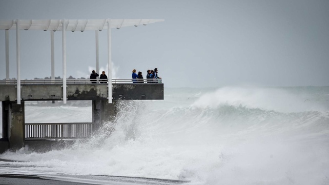 Gloomy weather and big sea swells appeared in Hawke's Bay this weekend. Photo / Ian Cooper