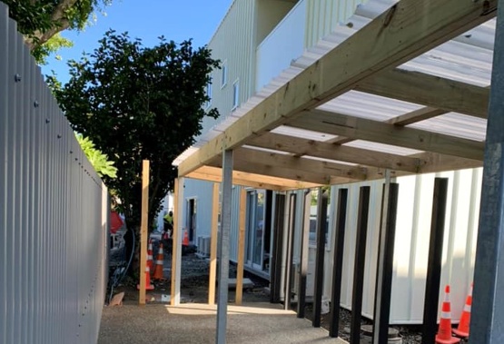 The finishing touches are being added to the new housing complex built by the Oxford Terrace Baptist Church. Photo / Oxford Terrace Baptist Church on Facebook