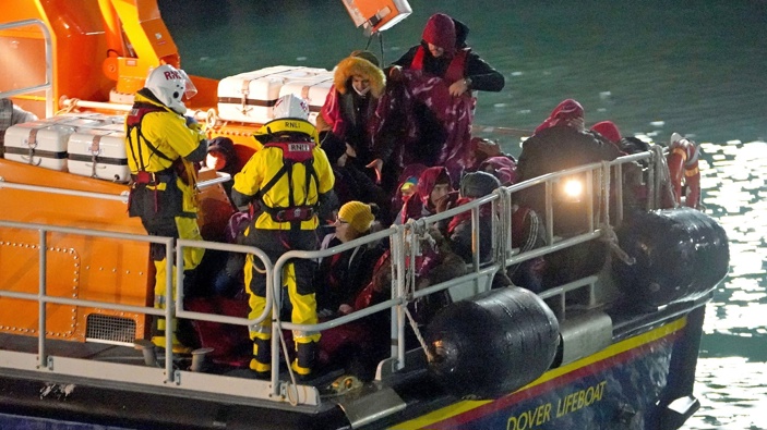 A group of people thought to be migrants are brought in to Dover, England by the RNLI, following a small boat incident in the English Channel, Thursday Nov. 25, 2021. (Photo / AP)