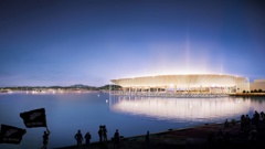 An artist's impression of the proposed Auckland Waterfront Stadium sunken stadium, which was pitched in 2018.