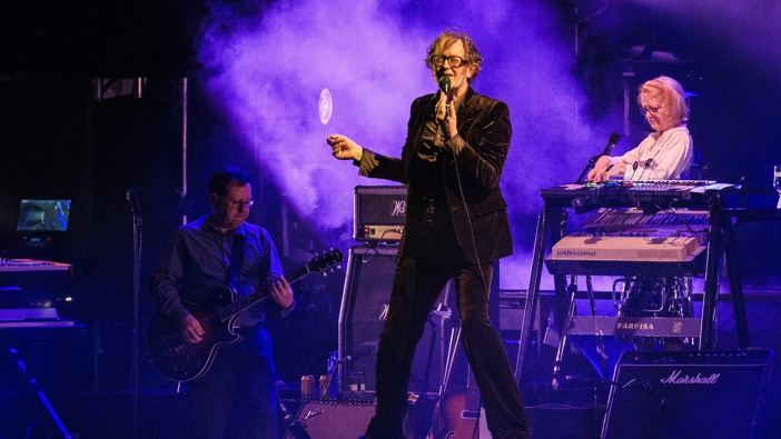 Mark Webber, Jarvis Cocker and Candida Doyle of Pulp perform at the Oyafestivalen on August 07, 2024 in Oslo, Norway. (Photo by Per Ole Hagen/Redferns)