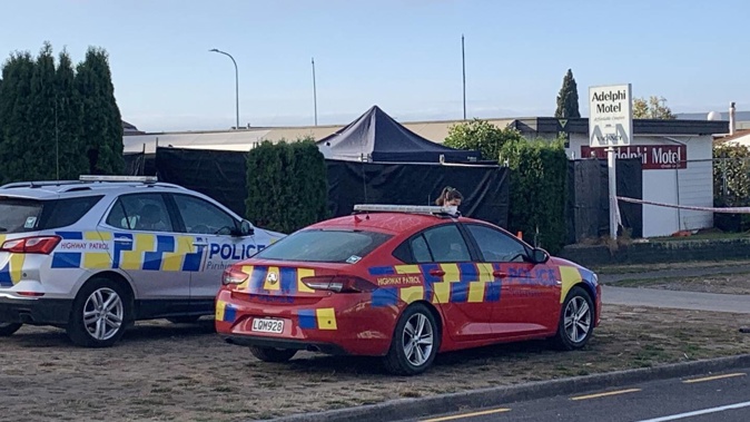 The scene outside the Taupō motel in March this year. Photo / Rachel Canning