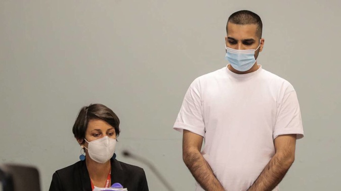Akash, who goes by only one name, stands in the dock at the outset of his February 2022 murder trial. Photo / Michael Craig