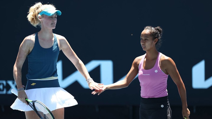 Erin Routliffe of New Zealand and Leylah Fernandez of Canada. Photo / Getty
